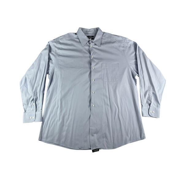 Alfani Shirt Mens 34 - 35 XL Button Down 17 inch Gray Solid Pinpoint Non Iron - Picture 1 of 11